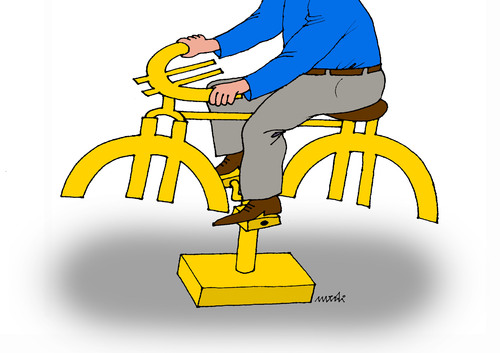 Cartoon: eurobicycle (medium) by Medi Belortaja tagged crisis,financial,bicycle,euro