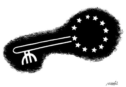 Cartoon: european key (medium) by Medi Belortaja tagged key,european,stars,europe,euro,financial,crisis