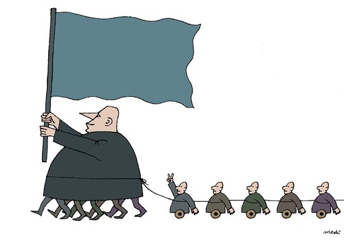 Cartoon: forward (medium) by Medi Belortaja tagged forward,flag,standard,bearer,elections,politics,politicins,leader,head,chief,chairman,people