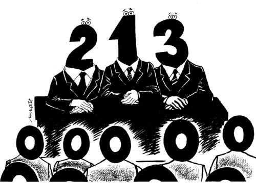 Cartoon: hierarchy numbers (medium) by Medi Belortaja tagged numbers,hierarchy,democracy,people,politicians