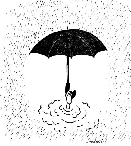 Cartoon: it s raining (medium) by Medi Belortaja tagged humor,help,submersion,hopelessness,umbrella,raining,rain