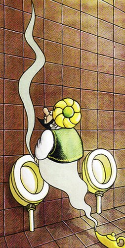 Cartoon: lamp of aladin in toilette (medium) by Medi Belortaja tagged humor,urination,toilet,aladin,lamp