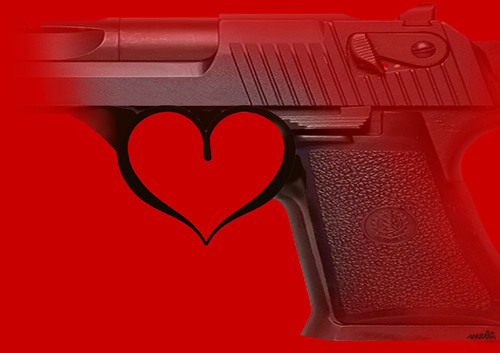 Cartoon: loves gun (medium) by Medi Belortaja tagged kill,killer,passion,heart,gun,loves
