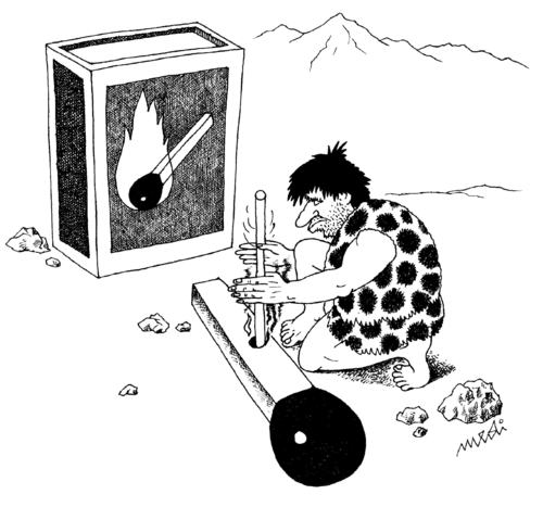 Cartoon: primitive man draws fire (medium) by Medi Belortaja tagged fire,draws,man,primitive,match