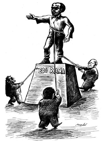 Cartoon: monument (medium) by Medi Belortaja tagged politician,great,albanian,rama,edi,democracy,monument