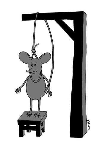 Cartoon: mouse suicide (medium) by Medi Belortaja tagged suicide,mouse,hanging,tail,humor
