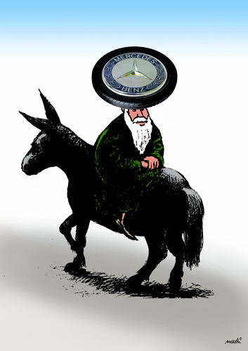 Cartoon: Nasreddin after migration (medium) by Medi Belortaja tagged benz,mercedes,wheel,migration,hodja,nasreddin