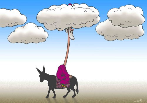 Cartoon: Nasreddin traveling (medium) by Medi Belortaja tagged clouds,turkish,traveling,hodja,nasreddin