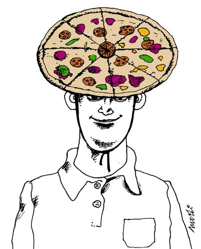 Cartoon: pizza hat (medium) by Medi Belortaja tagged hat,pizza,food,boy