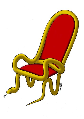 Cartoon: power chair (medium) by Medi Belortaja tagged dictators,dictator,dictatorship,murder,kill,threatenik,threat,danger,snake,chair,power