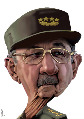 Cartoon: raul castro (medium) by Medi Belortaja tagged cuba,president,castro,raul