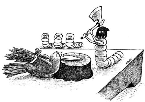 Cartoon: Revenge of worms (medium) by Medi Belortaja tagged hangman,worms,revenge,bird,execution