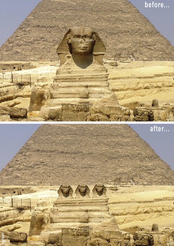 Cartoon: sphinx before and after (medium) by Medi Belortaja tagged parties,democracy,egypt,sphinx