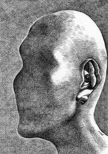 Cartoon: strange ear (medium) by Medi Belortaja tagged lips,nose,eye,ear,strange,face,surreal,surrealism