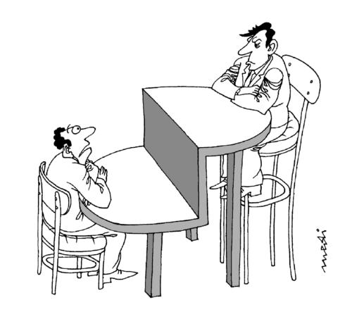 Cartoon: interlocutor of unequal (medium) by Medi Belortaja tagged rounded,unequal,interlocutor,table,negotiations