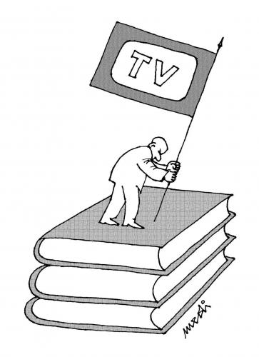 Cartoon: TV flag (medium) by Medi Belortaja tagged flag,media,tv,books,education,literature