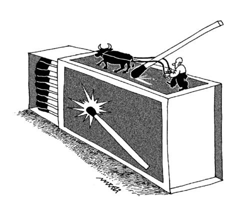 Cartoon: being plowed over match (medium) by Medi Belortaja tagged match,fire,plowing