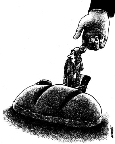 Cartoon: untitled (medium) by Medi Belortaja tagged job,employment,chief,hand,bread