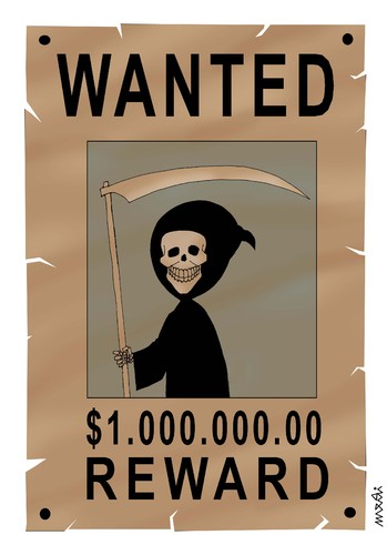 Cartoon: WANTED (medium) by Medi Belortaja tagged reward,death,wanted,killer,murder