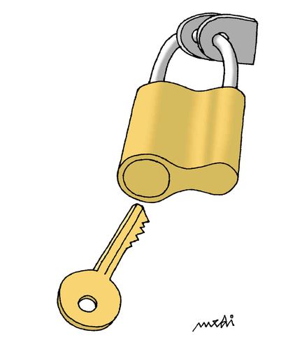 Cartoon: where is hole? (medium) by Medi Belortaja tagged padlocks,key,hole