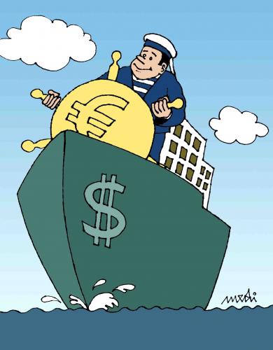Cartoon: World Currencies (medium) by Medi Belortaja tagged economy,ship,currencies,euro,dollar