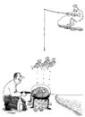 Cartoon: fishing (small) by Medi Belortaja tagged fish,fishing,pan,cooking,angel,humor