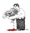 Cartoon: bad news (small) by Medi Belortaja tagged news press crimes newspapers