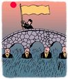 Cartoon: bridge winner (small) by Medi Belortaja tagged bridge,winner,staandarfbearer,servants,column