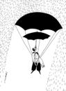 Cartoon: Jumper in rain (small) by Medi Belortaja tagged jumper,rain,paraschutist,umbrella,humor