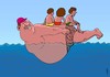 Cartoon: obese father at sea (small) by Medi Belortaja tagged obese obesity kids father sea boat hollidays swimming humor