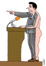 Cartoon: half naked politician (small) by Medi Belortaja tagged half,naked,politician,elections,promises,speech