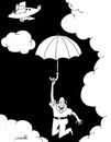 Cartoon: presumption (small) by Medi Belortaja tagged presumption umbrella paraschutism
