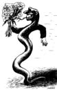 Cartoon: snakeman with a bunch of flowers (small) by Medi Belortaja tagged snake man bunch flowers hypocrisia