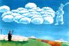 Cartoon: Two Shepherds (small) by Medi Belortaja tagged shepherds,fold,sheep,sky,humor