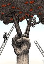 Cartoon: victory fruits (small) by Medi Belortaja tagged victory,fruit,fruits,apple,hand,fingers,tree,politics