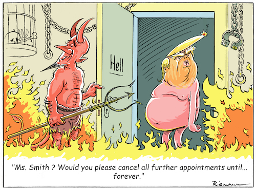 Cartoon: Fired ! (medium) by Riemann tagged donald,trump,president,usa,republicans,tyrant,dictator,democracy,bully,narcicist,hell,devil,justice,eternity,punishment,youre,fired,cartoon,george,riemann,donald,trump,president,usa,republicans,tyrant,dictator,democracy,bully,narcicist,hell,devil,justice,eternity,punishment,youre,fired,cartoon,george,riemann