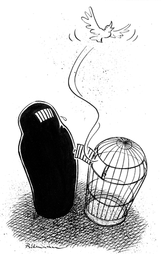 Cartoon: Freedom (medium) by Riemann tagged burka,cage,freedom,women,käfig,freiheit,gefängnis,frau,burka,freiheit,käfig,gefängnis,frau,frauen,islam,vogel,knast,unterwerfung,frauenrechte,menschenrechte,kultur,religion