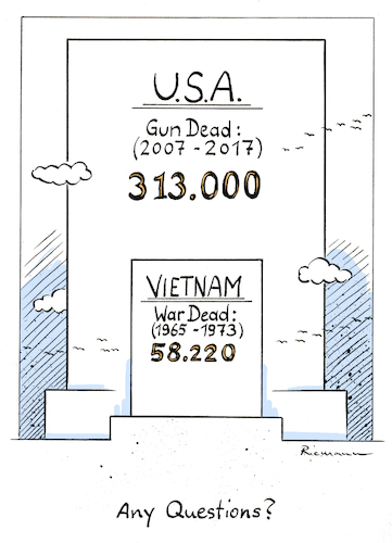 Cartoon: Gun Victims (medium) by Riemann tagged guns,gun,violence,victims,usa,nra,laws,safety,vietnam,war,cartoon,george,riemann,guns,gun,violence,victims,usa,nra,laws,safety,vietnam,war,cartoon,george,riemann