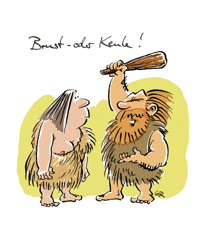 Cartoon: Keule (medium) by Riemann tagged mann,frau,brust,keule,steinzeit,beziehungen,cartoon,george,riemann,mann,frau,brust,keule,steinzeit,beziehungen,cartoon,george,riemann