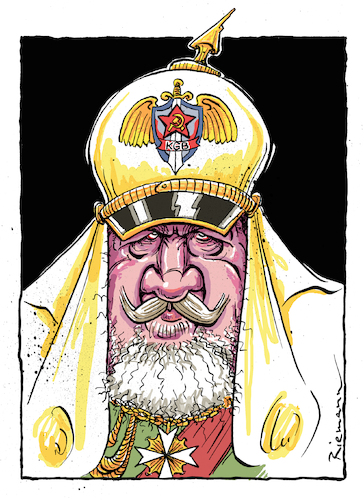 Cartoon: Kyrillie-Willie (medium) by Riemann tagged patriarch,kyrill,russland,kaiser,wilhelm,kriegstreiber,kgb,agent,pickelhaube,orthodoxe,kirche,religion,hass,populismus,manipulation,putin,buddy,ukraine,krieg,cartoon,george,riemann,patriarch,kyrill,russland,kaiser,wilhelm,kriegstreiber,kgb,agent,orthodoxe,kirche,religion,hass,populismus,manipulation,putin,buddy,ukraine,krieg,cartoon,george,riemann