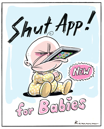 Cartoon: Shut App (medium) by Riemann tagged apps,smart,phone,internet,gadgets,babies,silence,cartoon,george,riemann,apps,smart,phone,internet,gadgets,babies,silence,cartoon,george,riemann