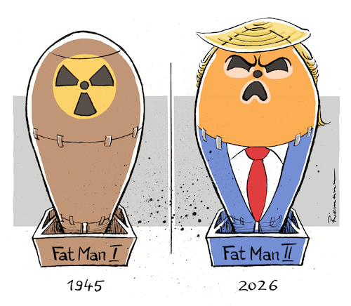 Cartoon: Zeitbombe (medium) by Riemann tagged trump,krieg,irrer,atombombe,unberechenbar,fat,man,hiroshima,irankrieg,hormus,wutmensch,republikaner,polemiker,aggression,cartoon,george,riemann,trump,krieg,irrer,atombombe,unberechenbar,fat,man,hiroshima,irankrieg,hormus,wutmensch,republikaner,polemiker,aggression,cartoon,george,riemann