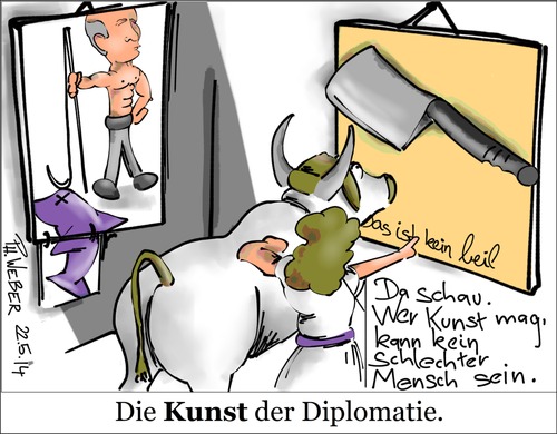 Cartoon: Die Kunst der Diplomatie (medium) by Philipp Weber tagged diplomatie,ukraine,putin,europa,eu