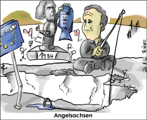 Cartoon: EU Gipfel (medium) by Philipp Weber tagged england,eu,widerstand,thatcher,cameron,money,back
