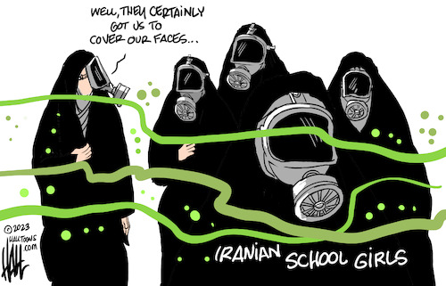 Cartoon: Covered and smothered (medium) by halltoons tagged iran,women,schools,iran,women,schools