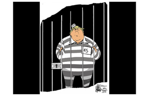 Cartoon: Jailbird (medium) by halltoons tagged trump,indictment,jail,trump,indictment,jail
