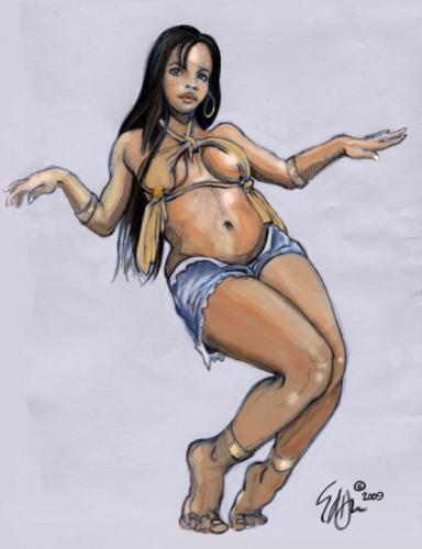 Cartoon: Puerto Rican Hip Hop still 9 (medium) by halltoons tagged dance,woman,hip,hop,girl,latina