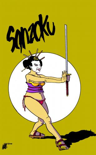 Cartoon: Yet another Samurai-Geisha (medium) by halltoons tagged manga,woman,japan,girl,samurai,geisha