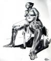 Cartoon: Reclining Model 2 (small) by halltoons tagged model charcoal woman pose drawing