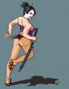 Cartoon: Running Sanzoku (small) by halltoons tagged japan,manga,comic,samurai,geisha,woman